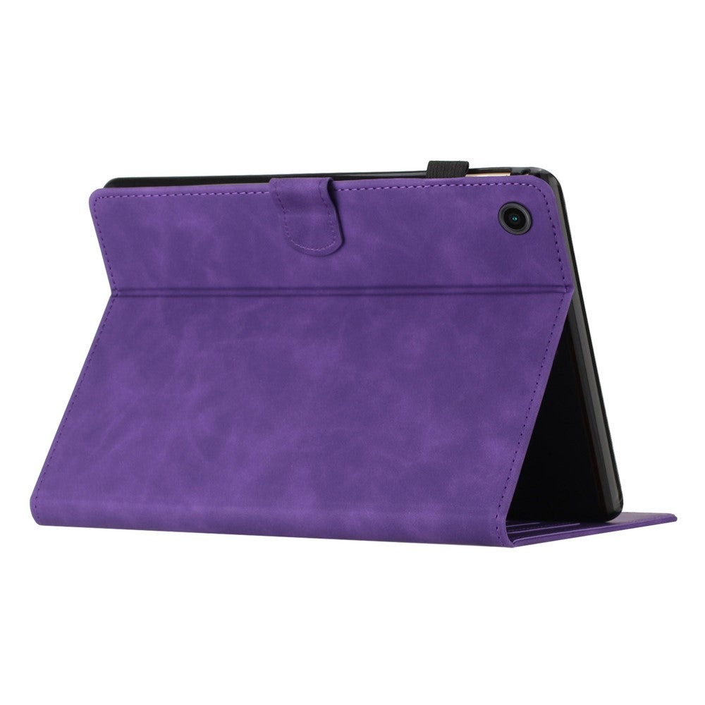 For Lenovo Tab M10 (Gen 3) PU Leather Tablet Case Card Slot Imprinted Stand Tablet Cover - Purple