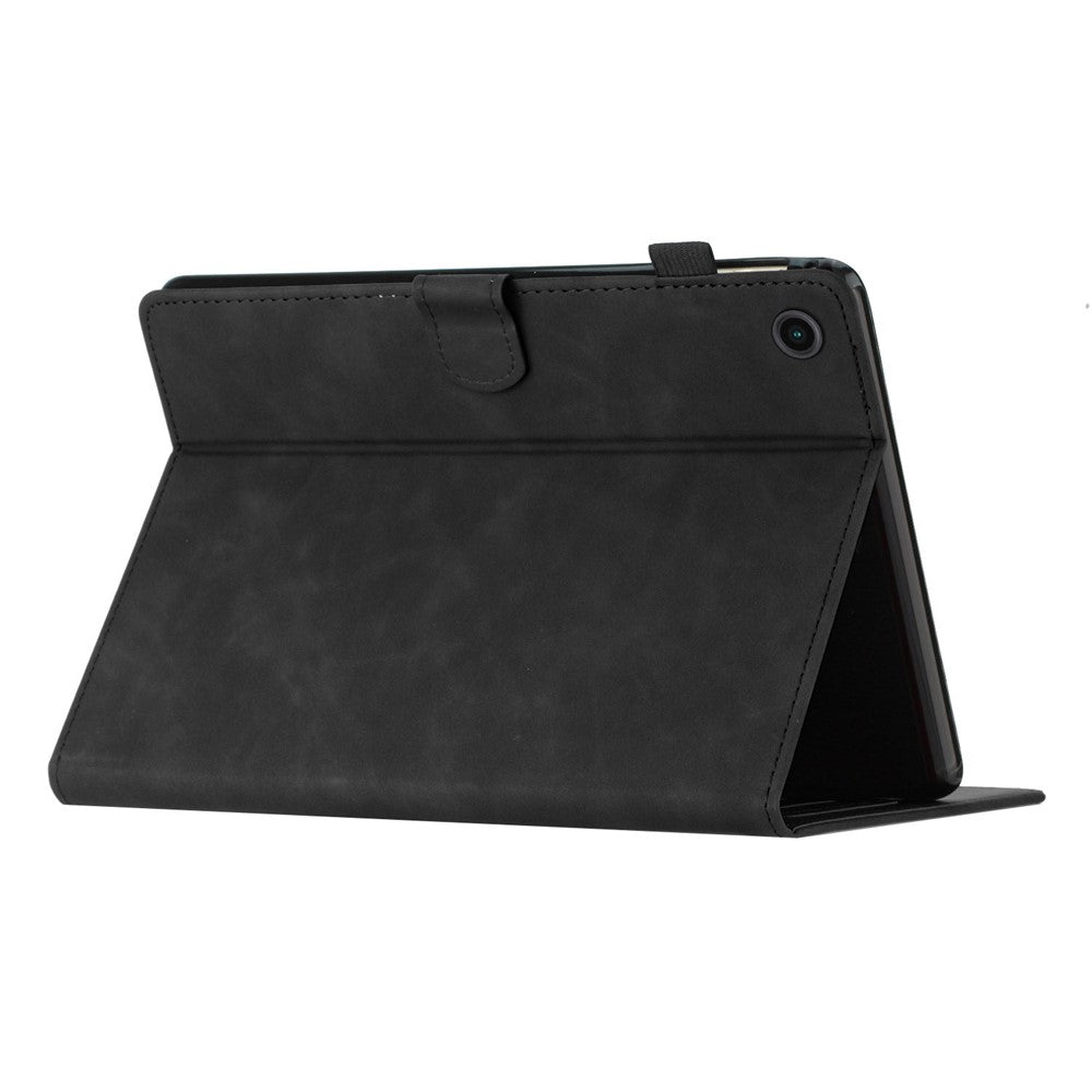 For Lenovo Tab M10 Plus (3rd Gen) / Xiaoxin Pad 2022 10.6 inch Leather Tablet Case Card Slot Stand Imprinted Cover - Black