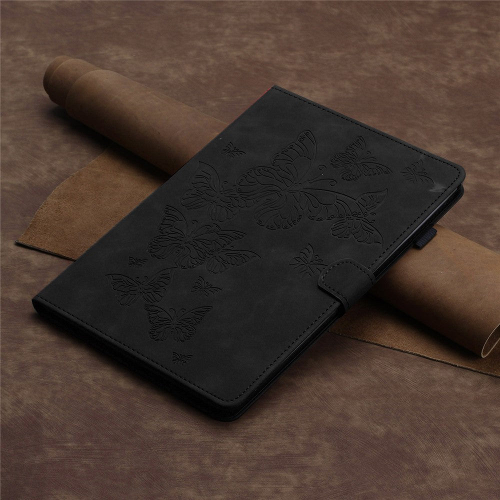 For Lenovo Tab M10 Plus (3rd Gen) / Xiaoxin Pad 2022 10.6 inch Leather Tablet Case Card Slot Stand Imprinted Cover - Black