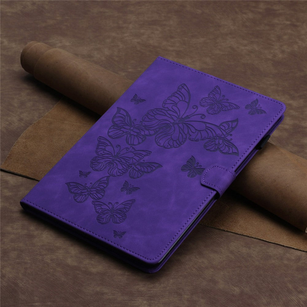For Lenovo Tab M10 Plus (3rd Gen) / Xiaoxin Pad 2022 10.6 inch Leather Tablet Case Card Slot Stand Imprinted Cover - Purple