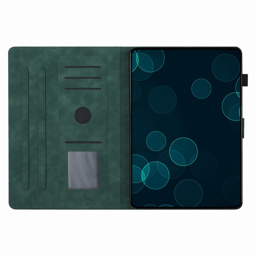 For Lenovo Tab M10 Plus (3rd Gen) / Xiaoxin Pad 2022 10.6 inch Leather Tablet Case Card Slot Stand Imprinted Cover - Army Green