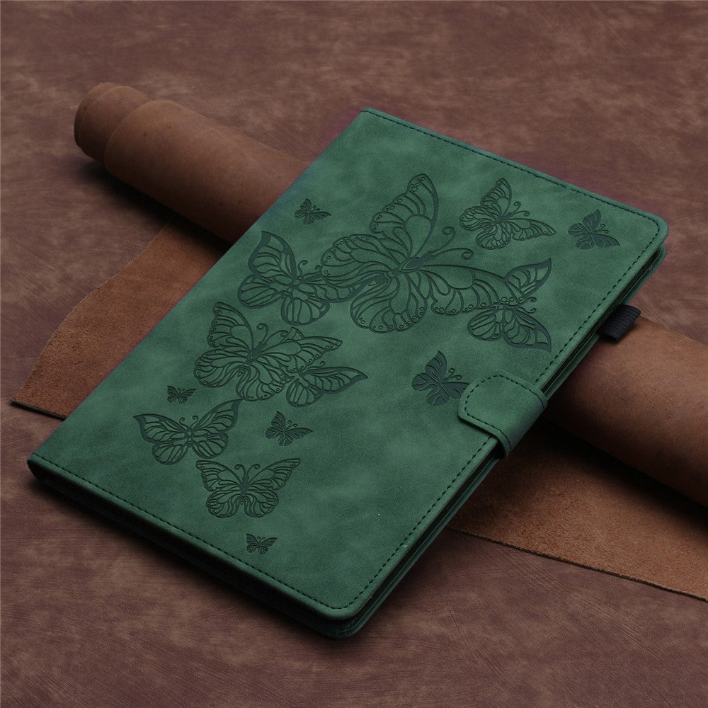 For Lenovo Tab M10 Plus (3rd Gen) / Xiaoxin Pad 2022 10.6 inch Leather Tablet Case Card Slot Stand Imprinted Cover - Army Green