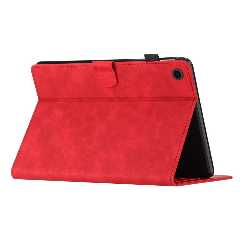 For Lenovo Tab M10 Plus (3rd Gen) / Xiaoxin Pad 2022 10.6 inch Leather Tablet Case Card Slot Stand Imprinted Cover - Red