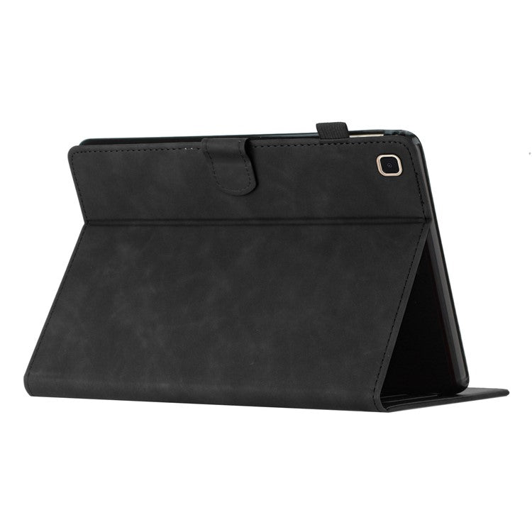 For Samsung Galaxy Tab A7 Lite 8.7-inch T220 T225 Tablet Leather Case Stand Card Holder Imprinted Cover - Black
