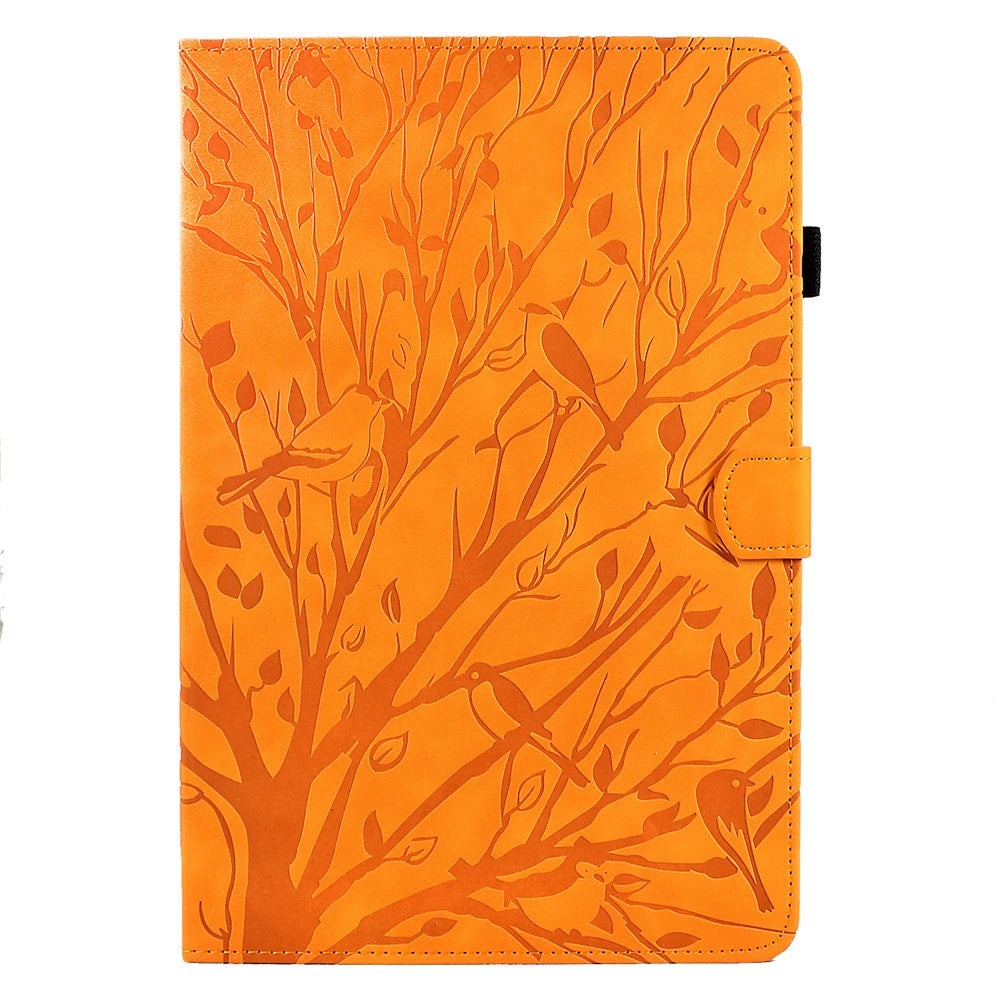 For Lenovo Tab M10 (Gen 3) Imprinted Tree Tablet Case PU Leather Card Holder Stand Cover - Khaki