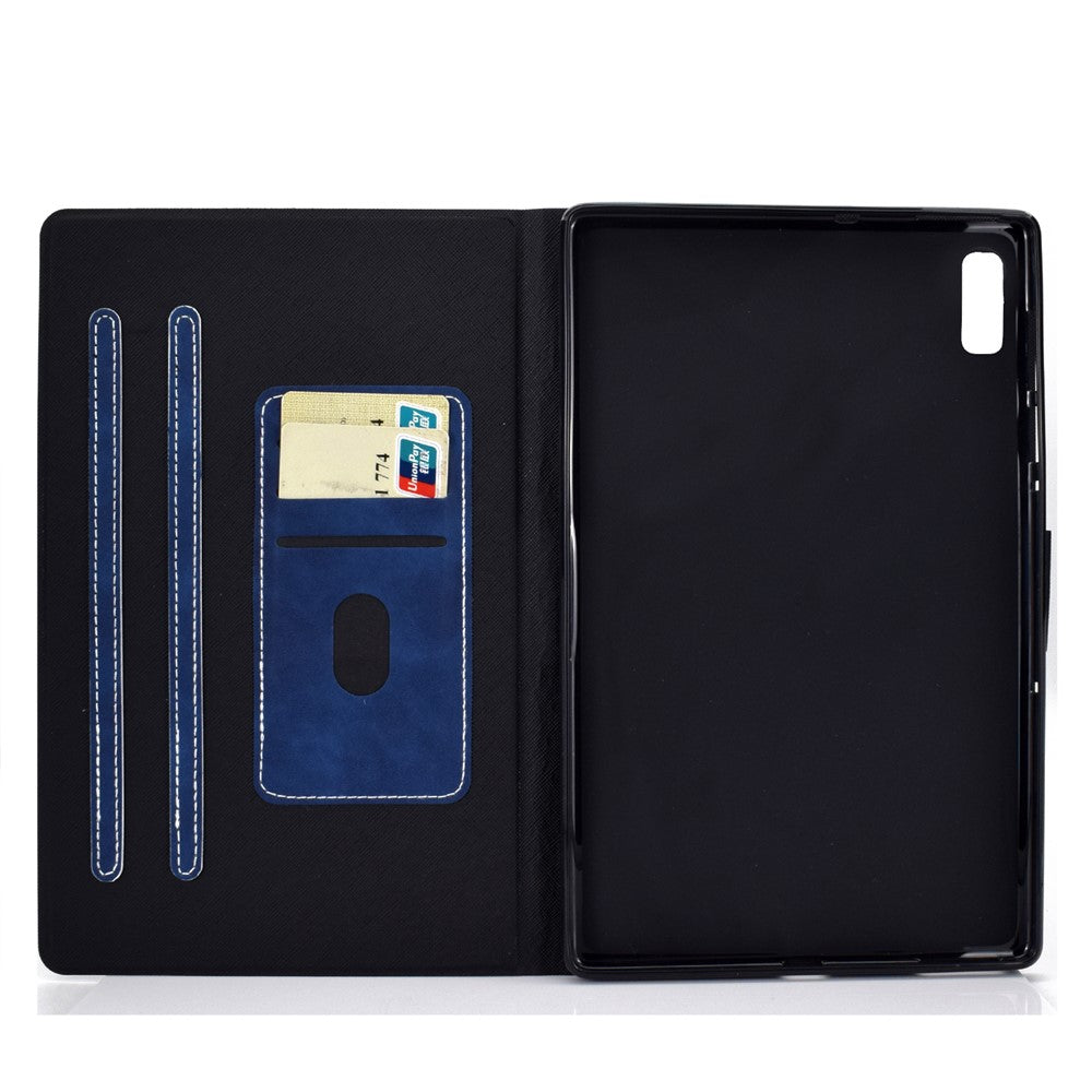 For Lenovo Tab M9 TB-310FU PU Leather Tablet Case A7 Cowhide Texture Protective Cover with Card Holder - Blue