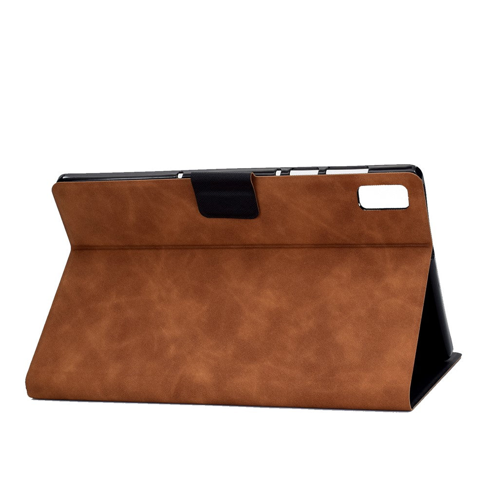 For Lenovo Tab M9 TB-310FU PU Leather Tablet Case A7 Cowhide Texture Protective Cover with Card Holder - Brown