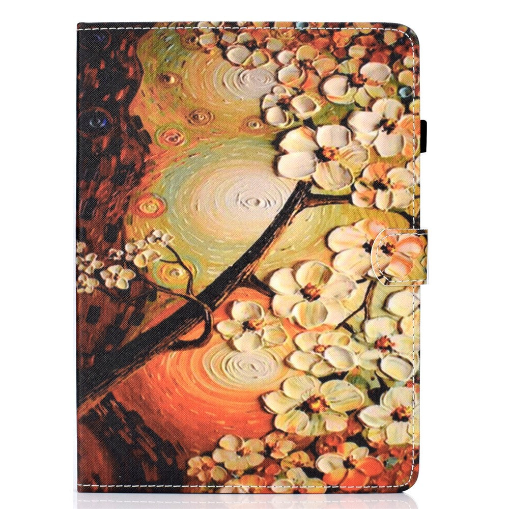 For Lenovo Tab M9 TB-310FU A1 Pattern Printing Folio Cover PU Leather Stand Card Slot Tablet Case - Plum Blossom
