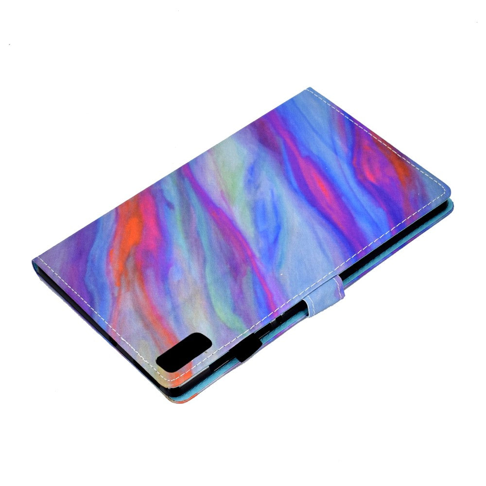 For Lenovo Tab M9 TB-310FU A1 Pattern Printing Folio Cover PU Leather Stand Card Slot Tablet Case - Colorful Marble