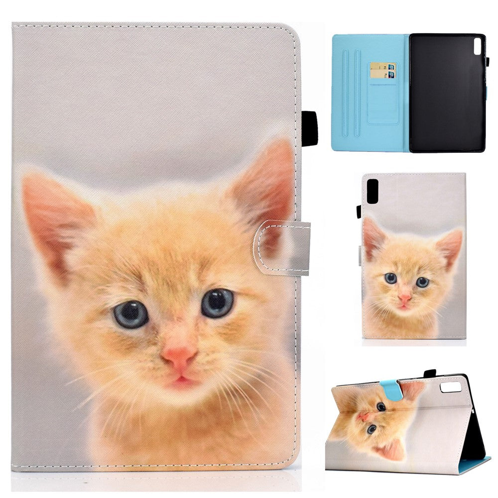 For Lenovo Tab M9 TB-310FU A1 Pattern Printing Folio Cover PU Leather Stand Card Slot Tablet Case - Cute Cat