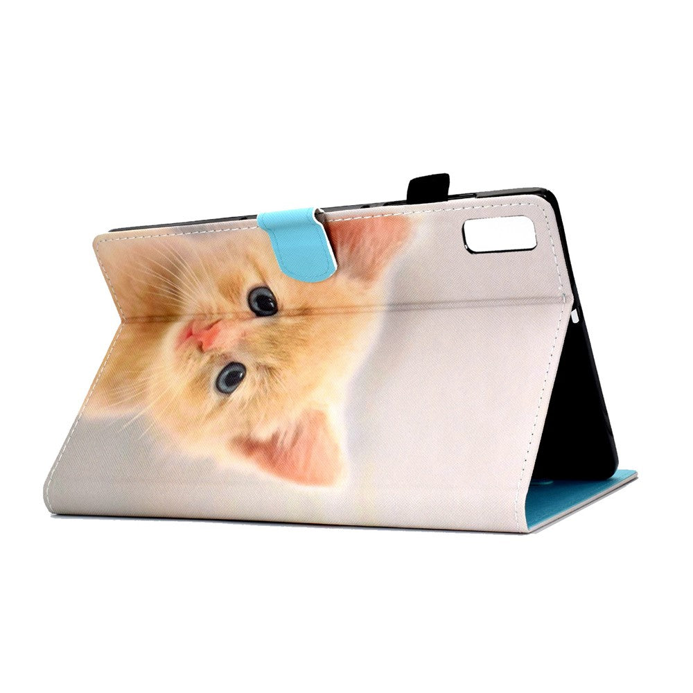 For Lenovo Tab M9 TB-310FU A1 Pattern Printing Folio Cover PU Leather Stand Card Slot Tablet Case - Cute Cat