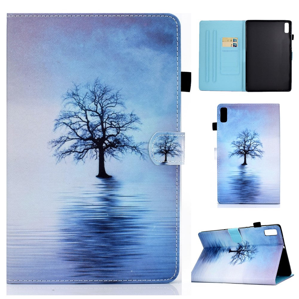 For Lenovo Tab M9 TB-310FU A1 Pattern Printing Folio Cover PU Leather Stand Card Slot Tablet Case - Tree