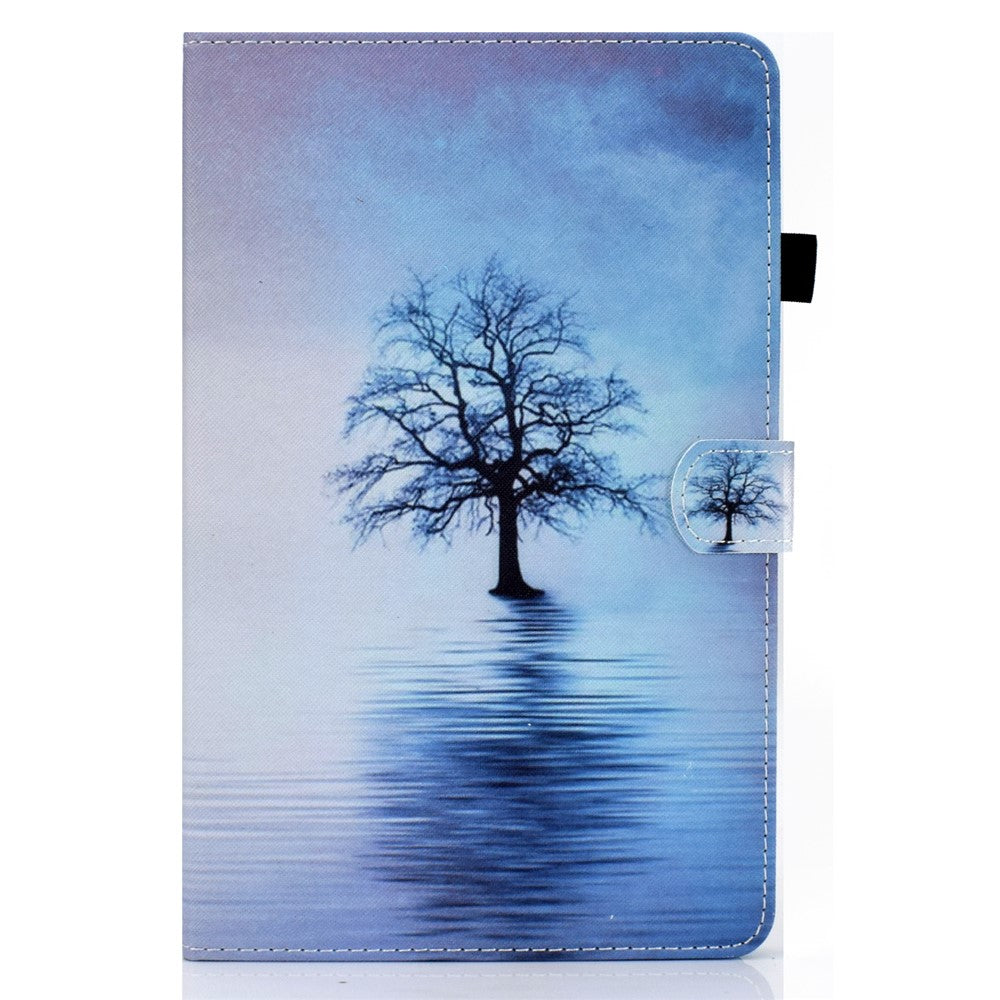 For Lenovo Tab M9 TB-310FU A1 Pattern Printing Folio Cover PU Leather Stand Card Slot Tablet Case - Tree