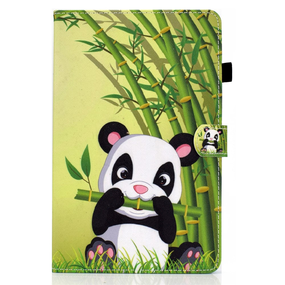 For Lenovo Tab M9 TB-310FU A1 Pattern Printing Folio Cover PU Leather Stand Card Slot Tablet Case - Panda and Bamboo