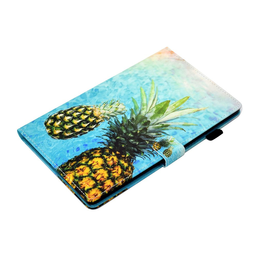 For Lenovo Tab M9 TB-310FU A1 Pattern Printing Folio Cover PU Leather Stand Card Slot Tablet Case - Pineapple