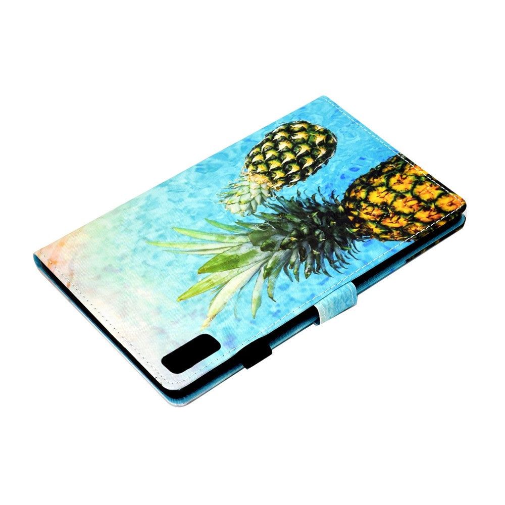 For Lenovo Tab M9 TB-310FU A1 Pattern Printing Folio Cover PU Leather Stand Card Slot Tablet Case - Pineapple
