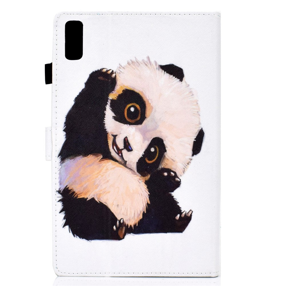 For Lenovo Tab M9 TB-310FU A1 Pattern Printing Folio Cover PU Leather Stand Card Slot Tablet Case - Panda Waving
