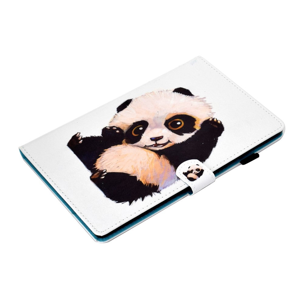 For Lenovo Tab M9 TB-310FU A1 Pattern Printing Folio Cover PU Leather Stand Card Slot Tablet Case - Panda Waving