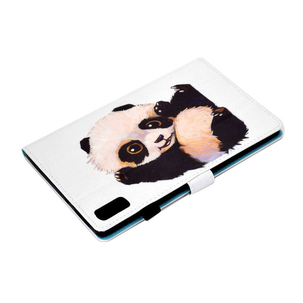 For Lenovo Tab M9 TB-310FU A1 Pattern Printing Folio Cover PU Leather Stand Card Slot Tablet Case - Panda Waving