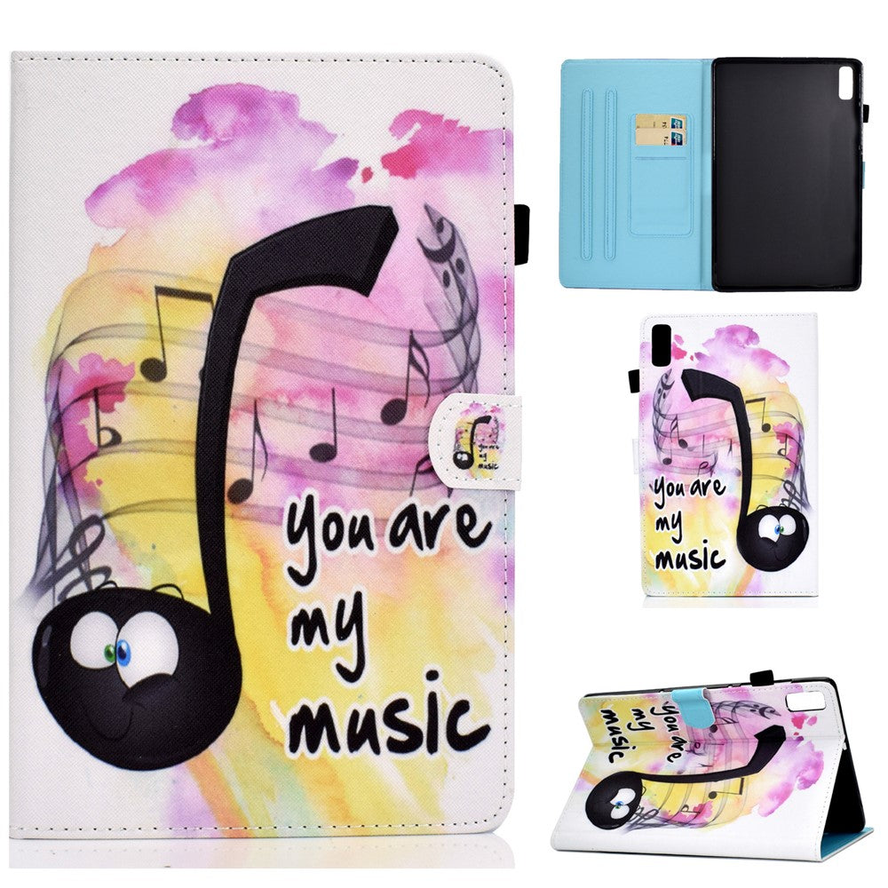 For Lenovo Tab M9 TB-310FU A1 Pattern Printing Folio Cover PU Leather Stand Card Slot Tablet Case - Music