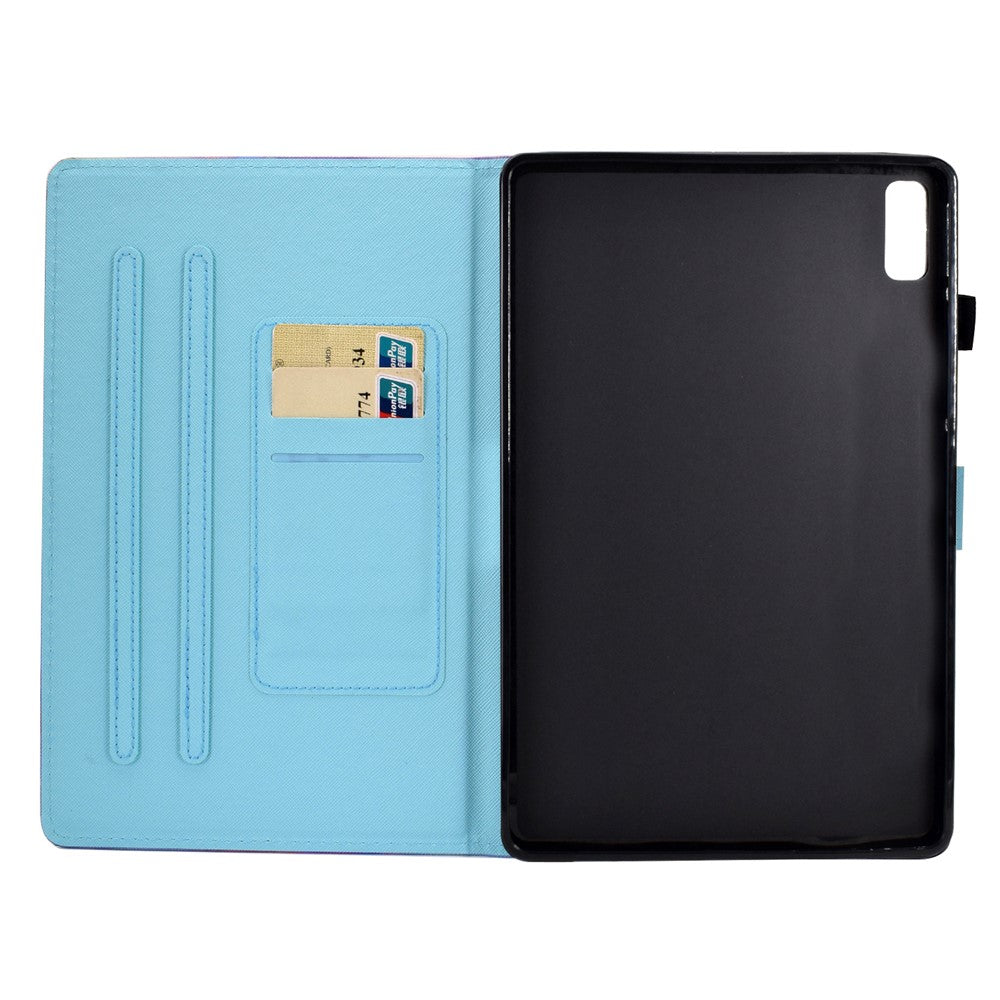 For Lenovo Tab M9 TB-310FU A1 Pattern Printing Folio Cover PU Leather Stand Card Slot Tablet Case - Pink Plum Blossom