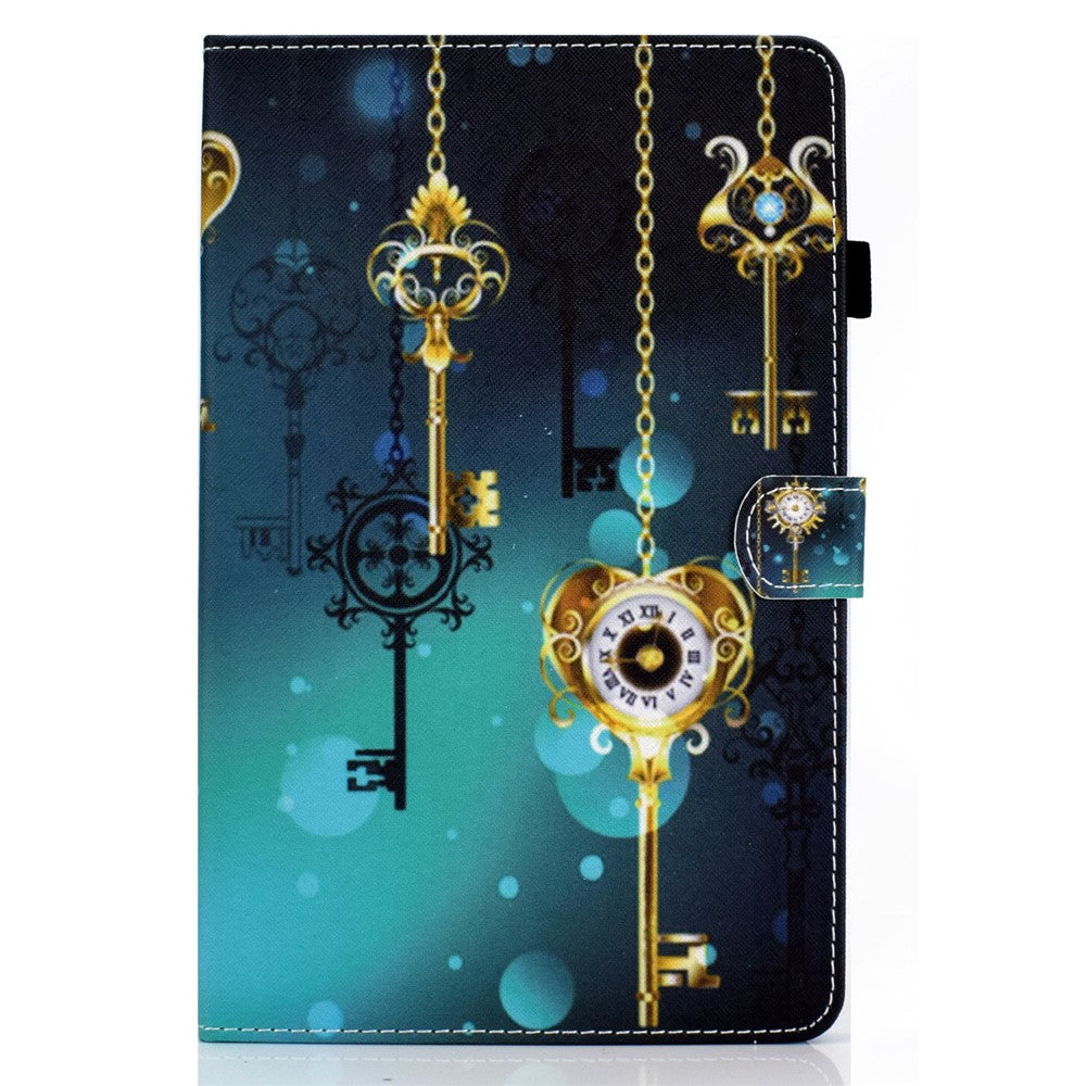 For Lenovo Tab M9 TB-310FU A1 Pattern Printing Folio Cover PU Leather Stand Card Slot Tablet Case - Antique Clock