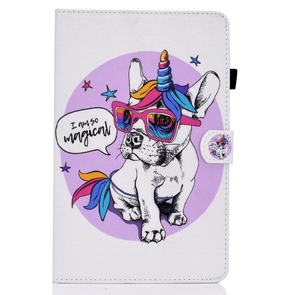 For Lenovo Tab M9 TB-310FU PU Leather Tablet Case A2 Pattern Printing Stand Card Slot Cover - Unicorn Dog