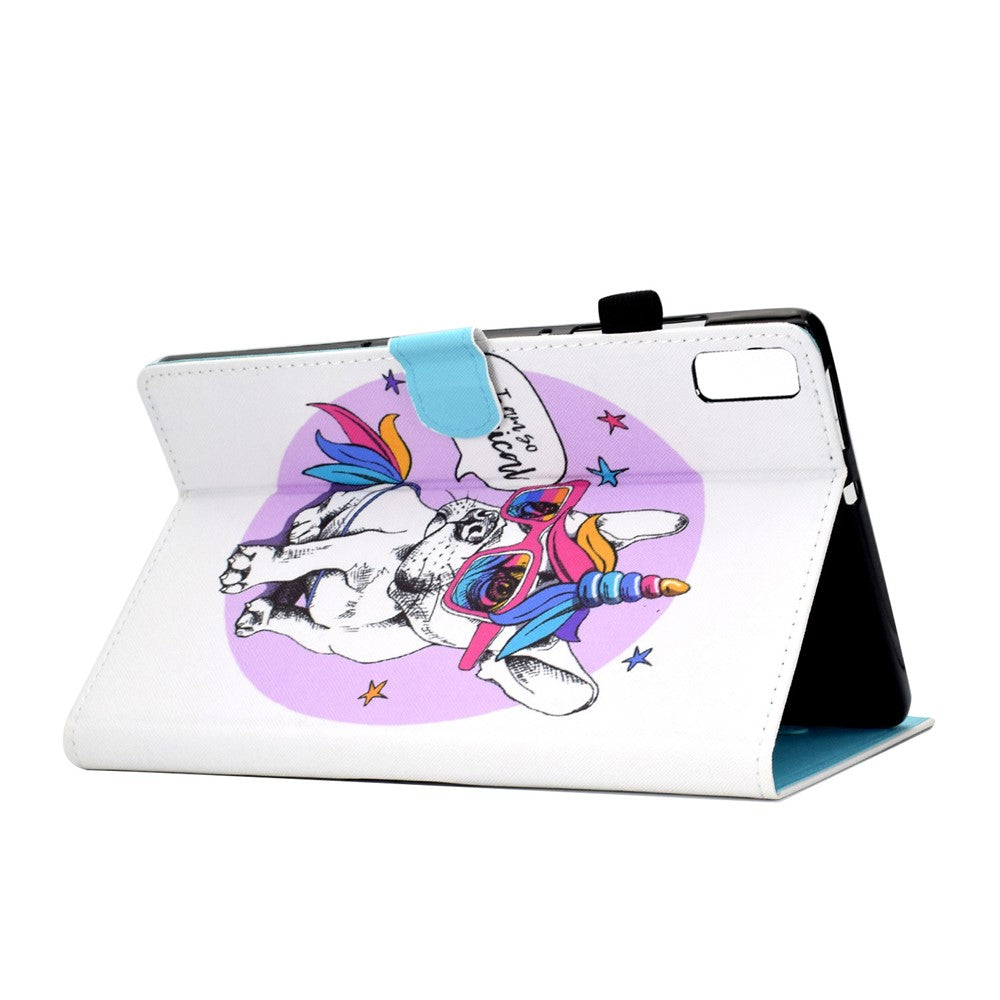 For Lenovo Tab M9 TB-310FU PU Leather Tablet Case A2 Pattern Printing Stand Card Slot Cover - Unicorn Dog