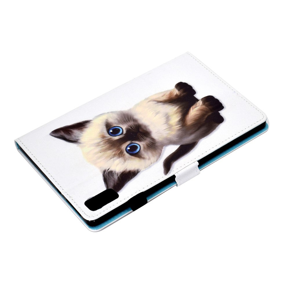 For Lenovo Tab M9 TB-310FU PU Leather Tablet Case A2 Pattern Printing Stand Card Slot Cover - Little Cat