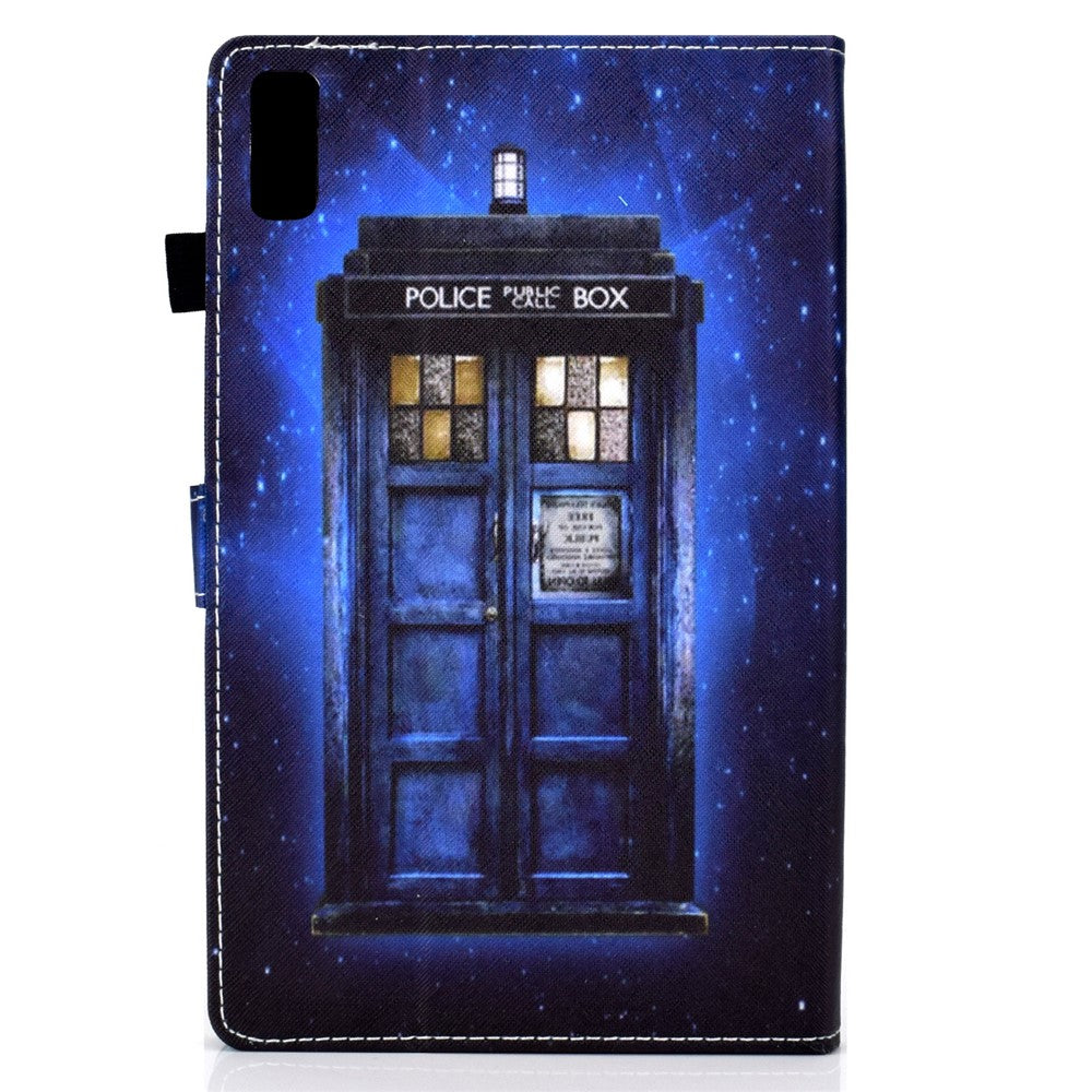For Lenovo Tab M9 TB-310FU PU Leather Tablet Case A2 Pattern Printing Stand Card Slot Cover - Police Box