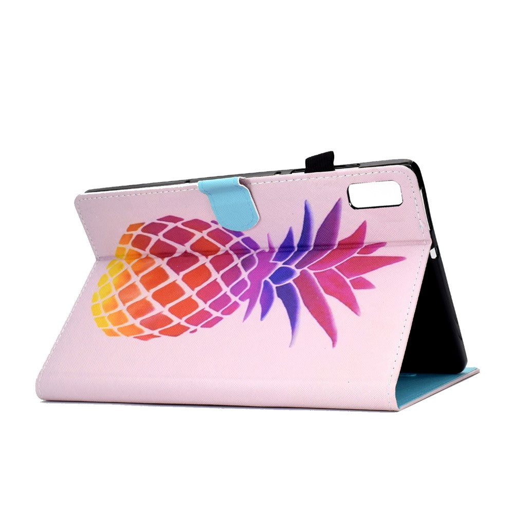 For Lenovo Tab M9 TB-310FU PU Leather Tablet Case A2 Pattern Printing Stand Card Slot Cover - Pink Pineapple