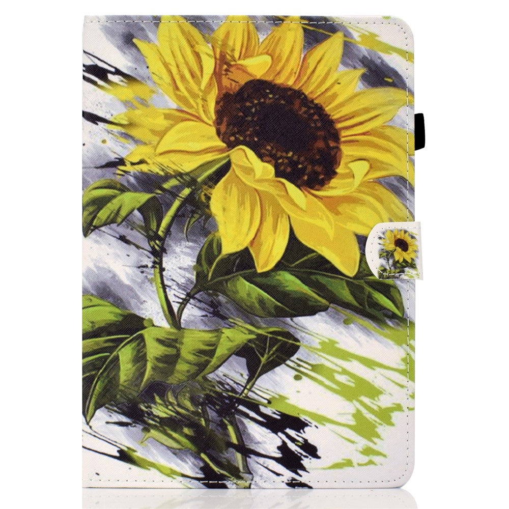 For Lenovo Tab M9 TB-310FU PU Leather Tablet Case A2 Pattern Printing Stand Card Slot Cover - Sunflower