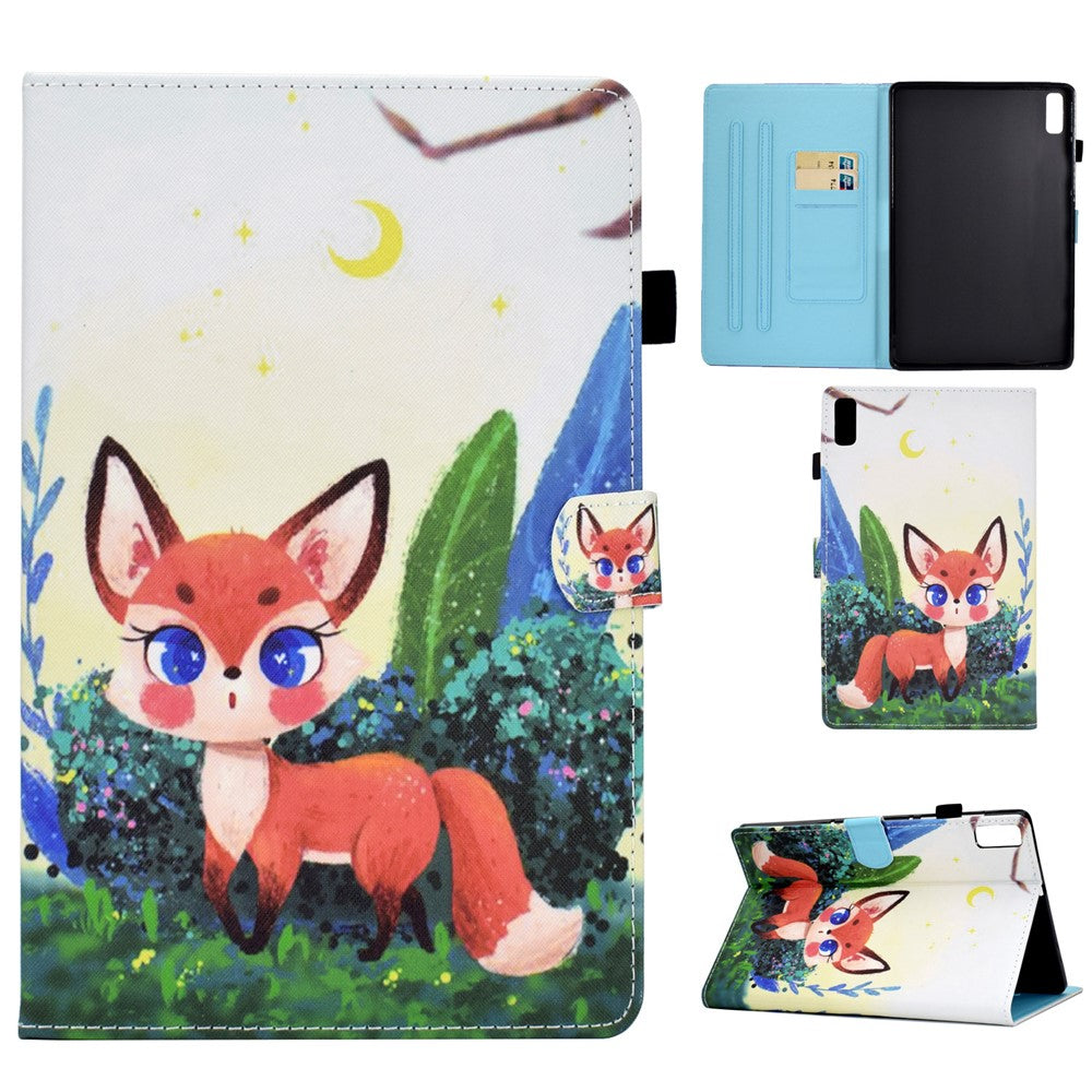 For Lenovo Tab M9 TB-310FU PU Leather Tablet Case A2 Pattern Printing Stand Card Slot Cover - Fox