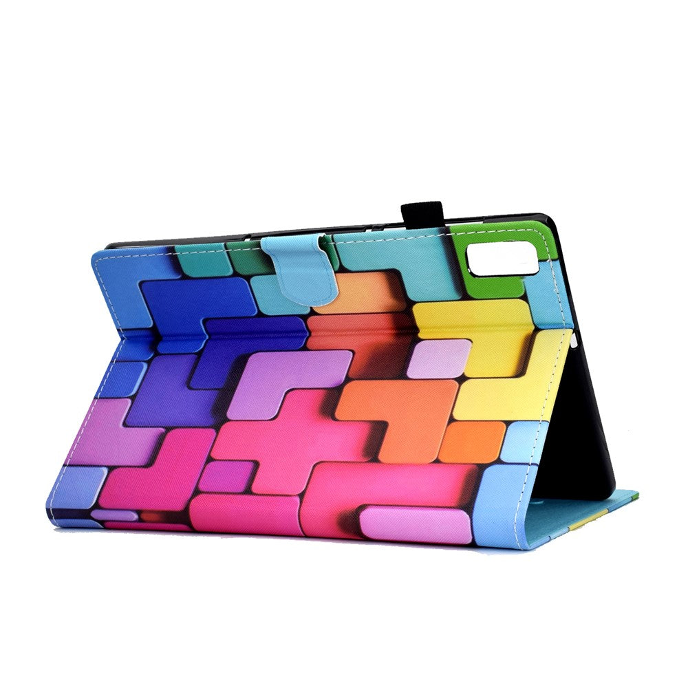 For Lenovo Tab M9 TB-310FU PU Leather Tablet Case A2 Pattern Printing Stand Card Slot Cover - Square