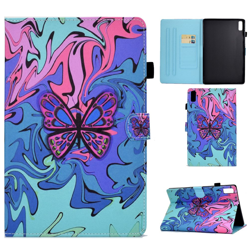 For Lenovo Tab M9 TB-310FU PU Leather Tablet Case A2 Pattern Printing Stand Card Slot Cover - Butterfly