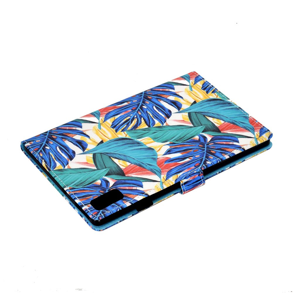For Lenovo Tab M9 TB-310FU PU Leather Tablet Case A2 Pattern Printing Stand Card Slot Cover - Leaves
