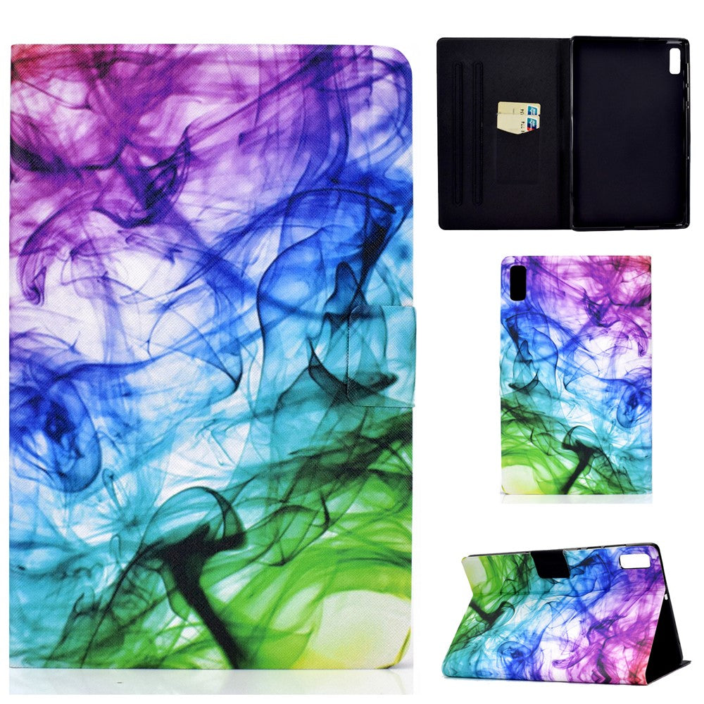 For Lenovo Tab M9 TB-310FU A3 Pattern Printing Stand Case PU Leather Card Slot Tablet Cover - Smoke
