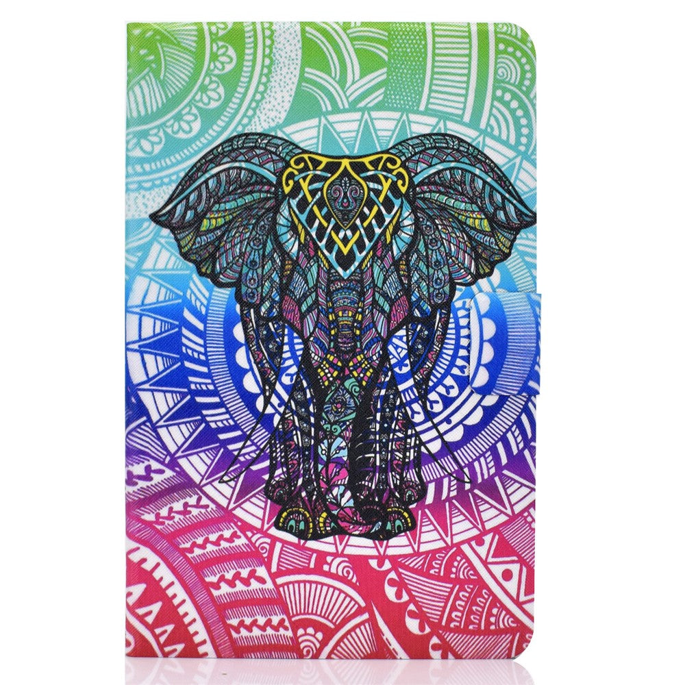 For Lenovo Tab M9 TB-310FU A3 Pattern Printing Stand Case PU Leather Card Slot Tablet Cover - Elephant