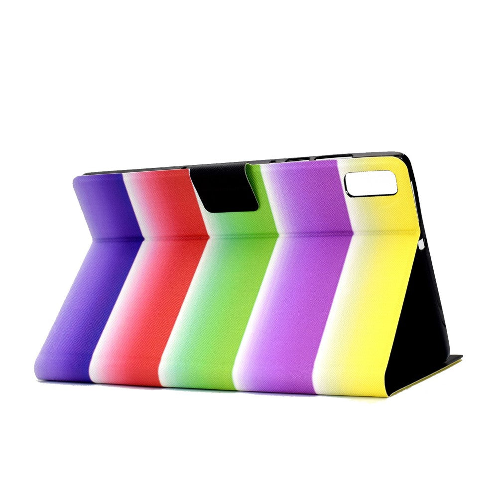 For Lenovo Tab M9 TB-310FU A3 Pattern Printing Stand Case PU Leather Card Slot Tablet Cover - Rainbow