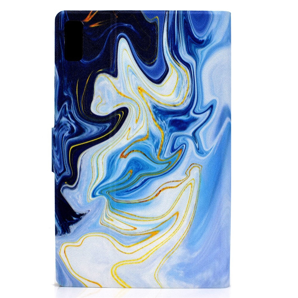 For Lenovo Tab M9 TB-310FU A3 Pattern Printing Stand Case PU Leather Card Slot Tablet Cover - Blue Marble