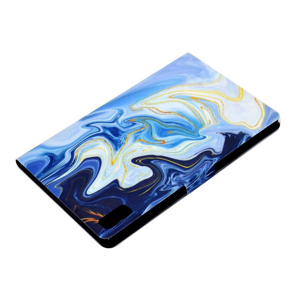 For Lenovo Tab M9 TB-310FU A3 Pattern Printing Stand Case PU Leather Card Slot Tablet Cover - Blue Marble