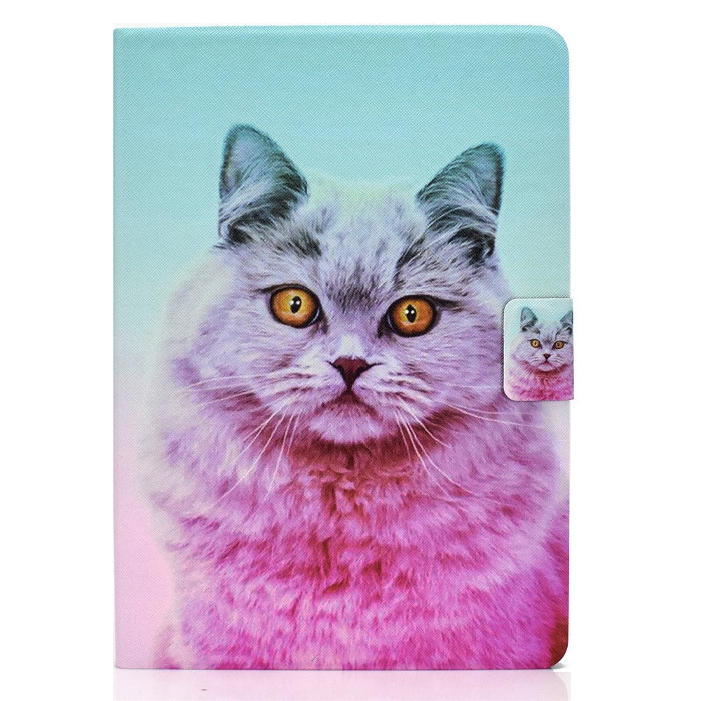 For Lenovo Tab M9 TB-310FU A3 Pattern Printing Stand Case PU Leather Card Slot Tablet Cover - Pink Cat