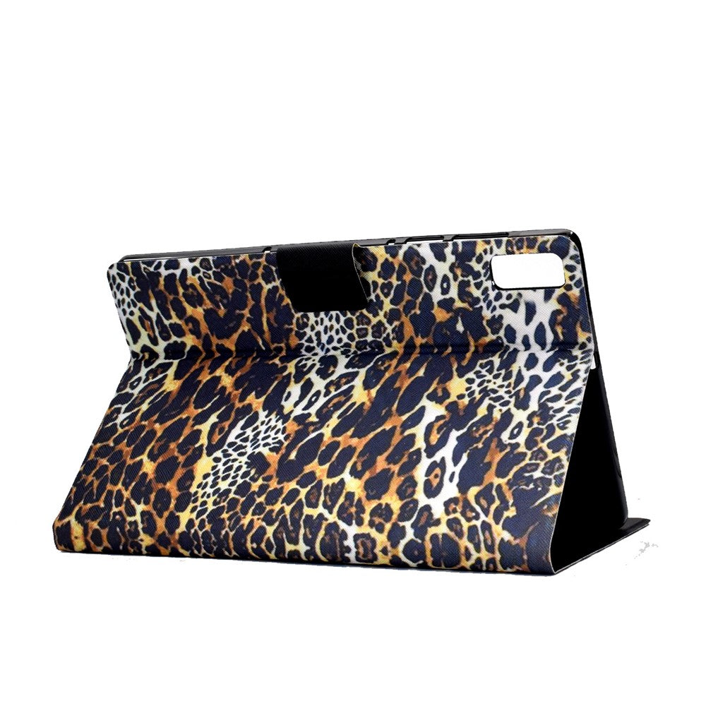 For Lenovo Tab M9 TB-310FU A3 Pattern Printing Stand Case PU Leather Card Slot Tablet Cover - Leopard