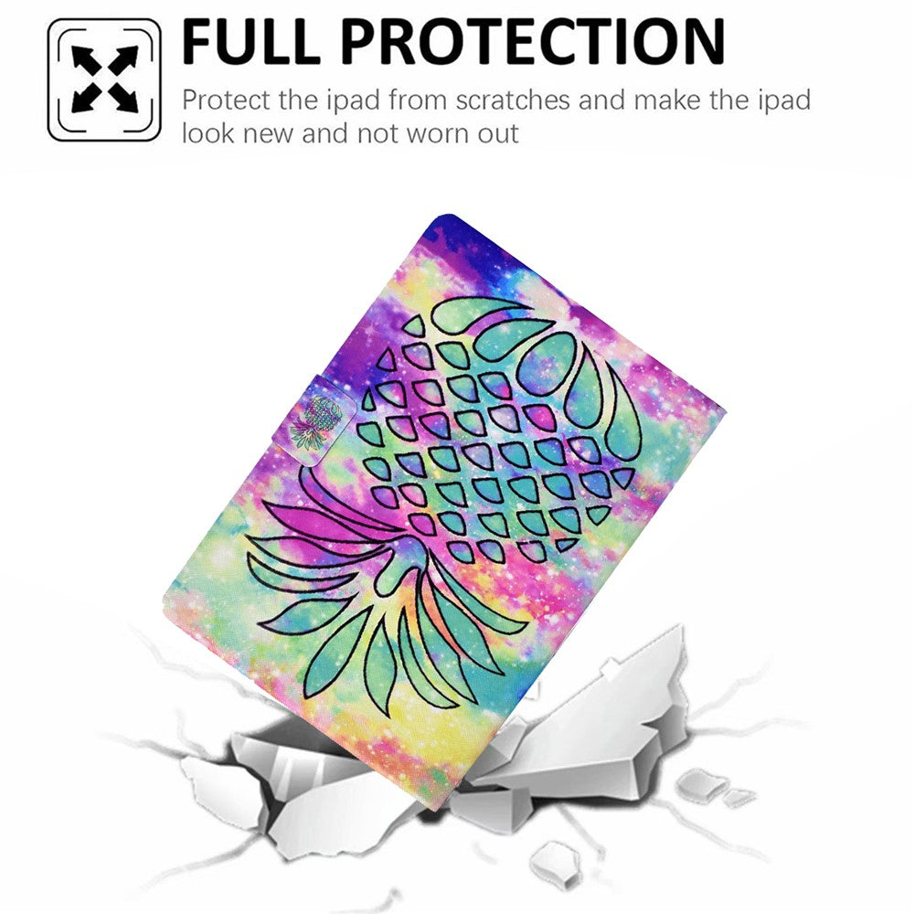 For Lenovo Tab M9 TB-310FU PU Leather Tablet Case A4 Pattern Printing Stand Card Holder Cover - Colorful Pineapple
