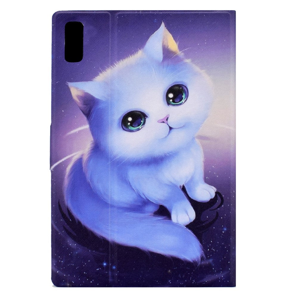 For Lenovo Tab M9 TB-310FU PU Leather Tablet Case A4 Pattern Printing Stand Card Holder Cover - Cat