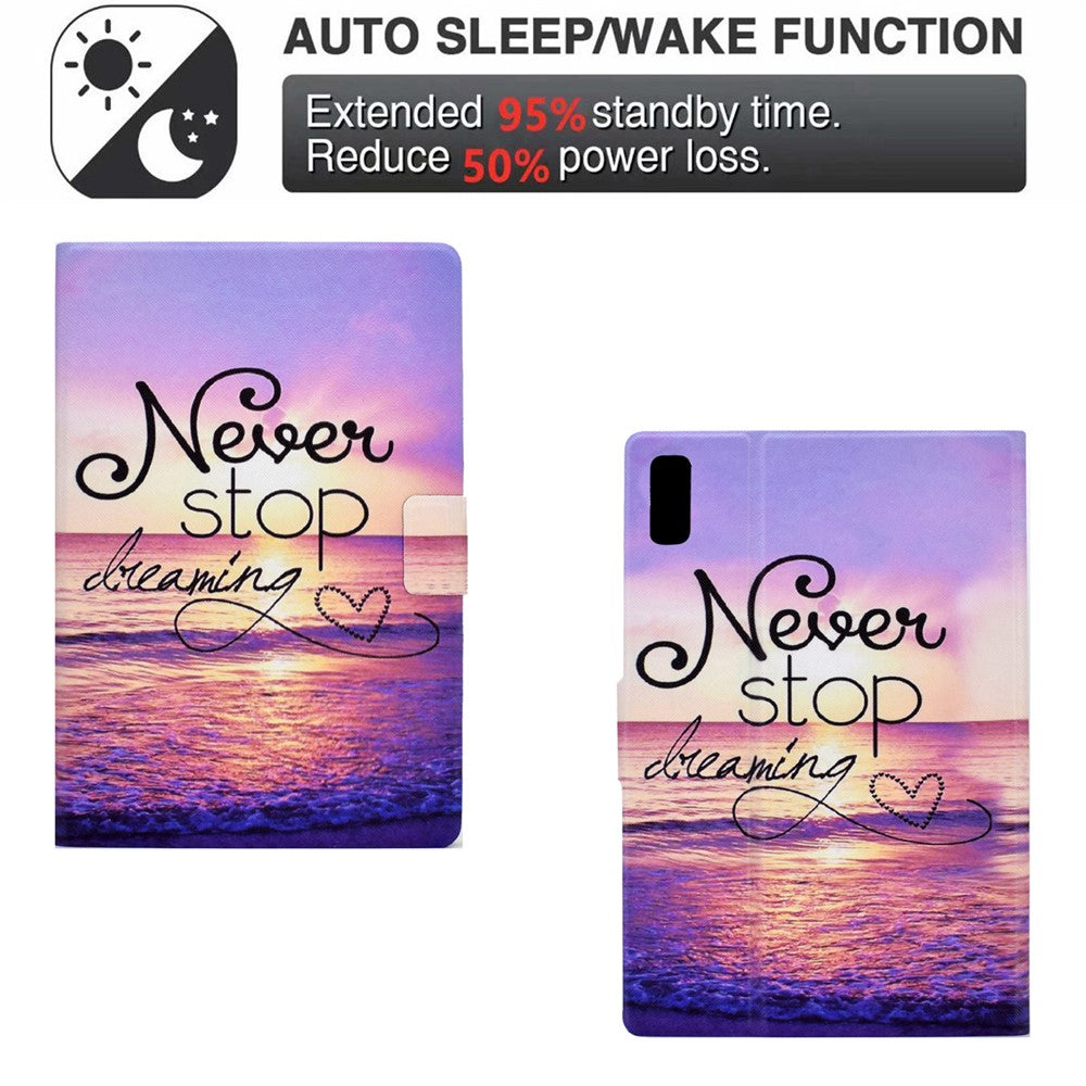 For Lenovo Tab M9 TB-310FU PU Leather Tablet Case A4 Pattern Printing Stand Card Holder Cover - Seawater