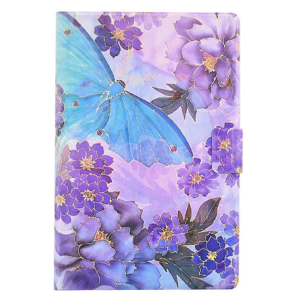 For Lenovo Tab M9 TB-310FU PU Leather Tablet Case A4 Pattern Printing Stand Card Holder Cover - Peony Butterfly
