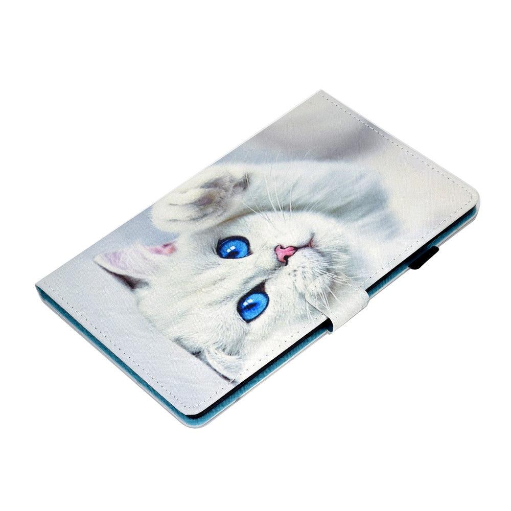 For Lenovo Tab P11 Gen 2 TB-350 A1 Pattern Printing Flip Cover PU Leather Stand Card Holder Tablet Case - White Cat