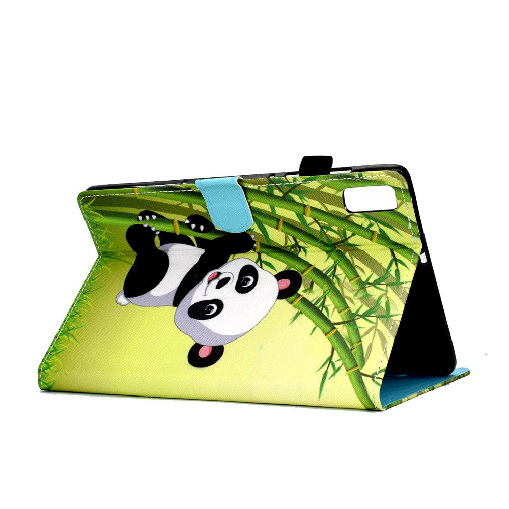 For Lenovo Tab P11 Gen 2 TB-350 A1 Pattern Printing Flip Cover PU Leather Stand Card Holder Tablet Case - Panda and Bamboo