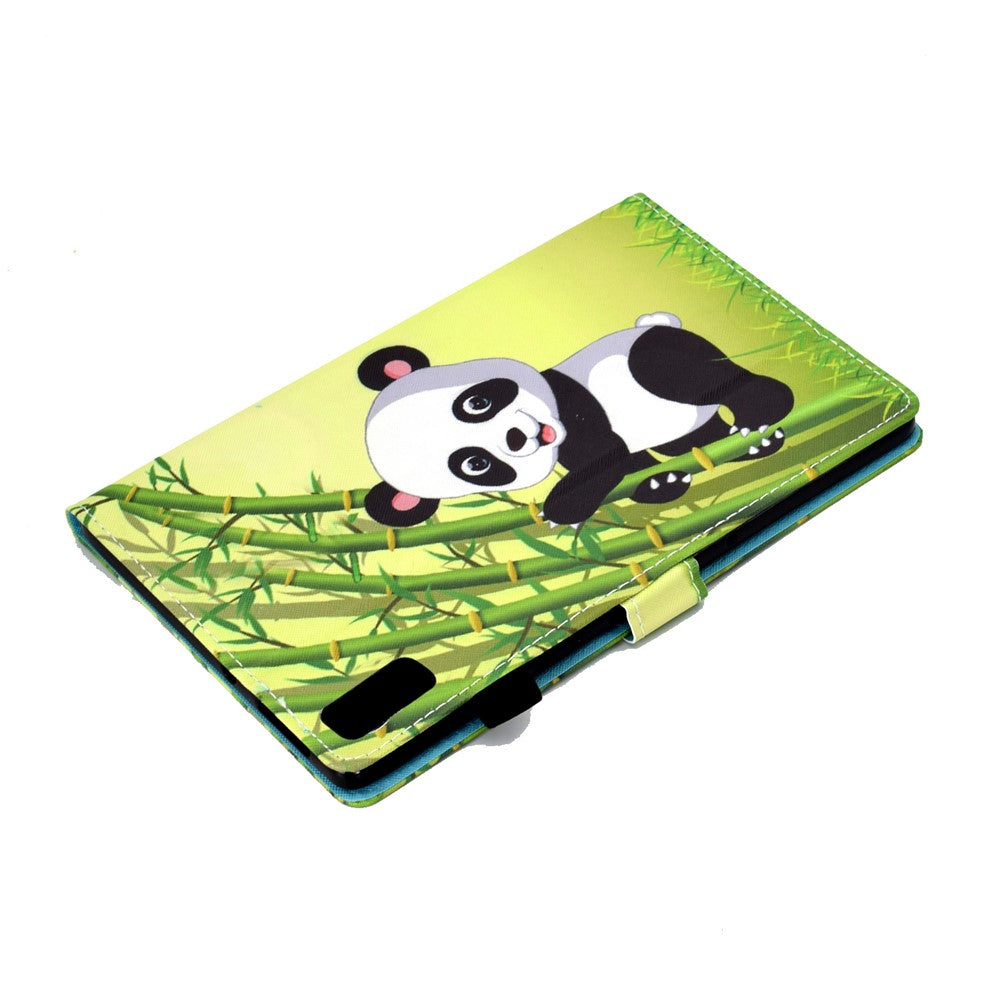 For Lenovo Tab P11 Gen 2 TB-350 A1 Pattern Printing Flip Cover PU Leather Stand Card Holder Tablet Case - Panda and Bamboo